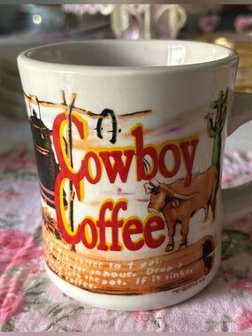 Vintage Westwood "Coffees of Yesteryear" Cowboy Coffee Mug 🤠 Heavy 16oz Western